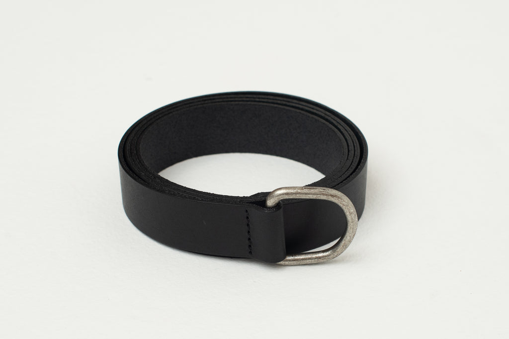 Leren D-ring riem in zwart
