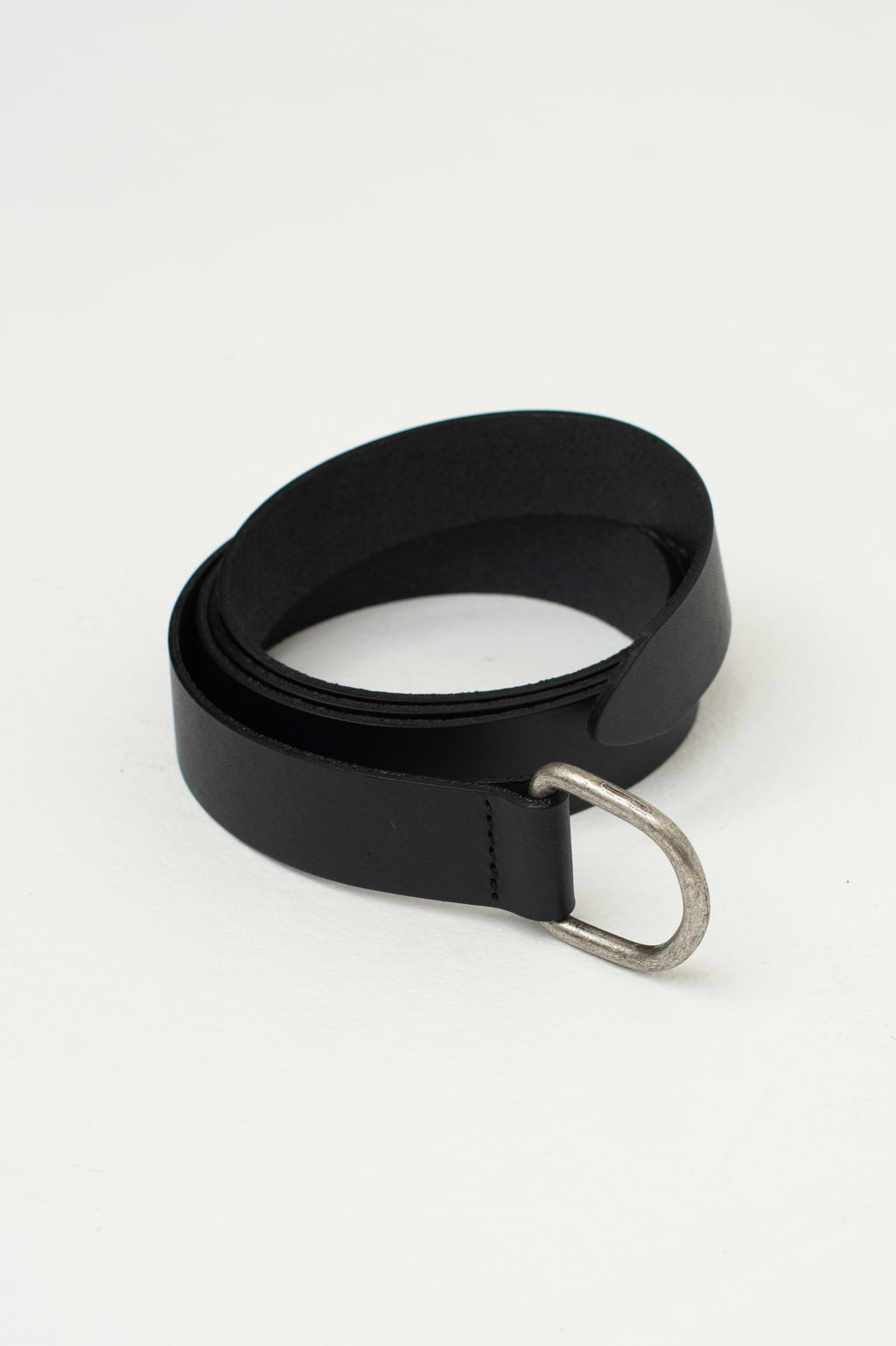 Leren D-ring riem in zwart