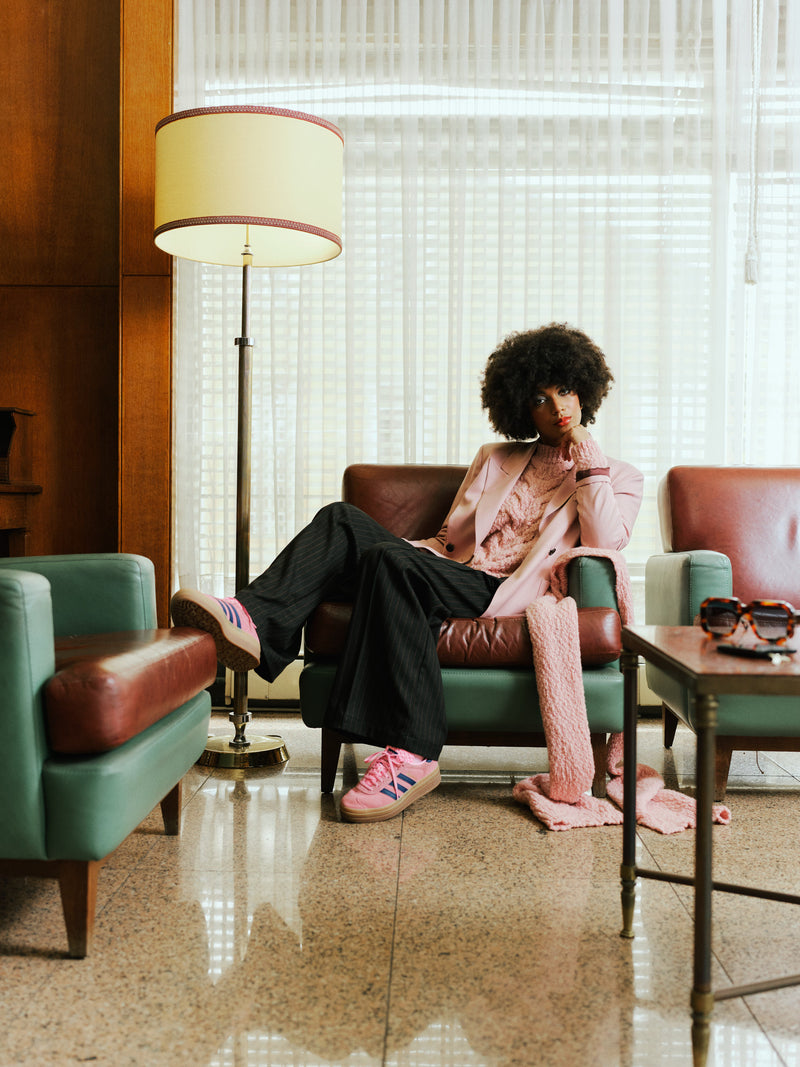 Pantalon Cezar avec rayures roses