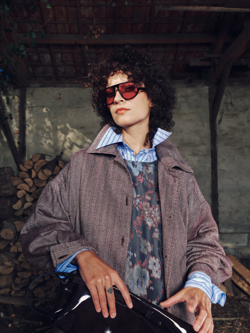 Gerrit jacket in merlot herringbone