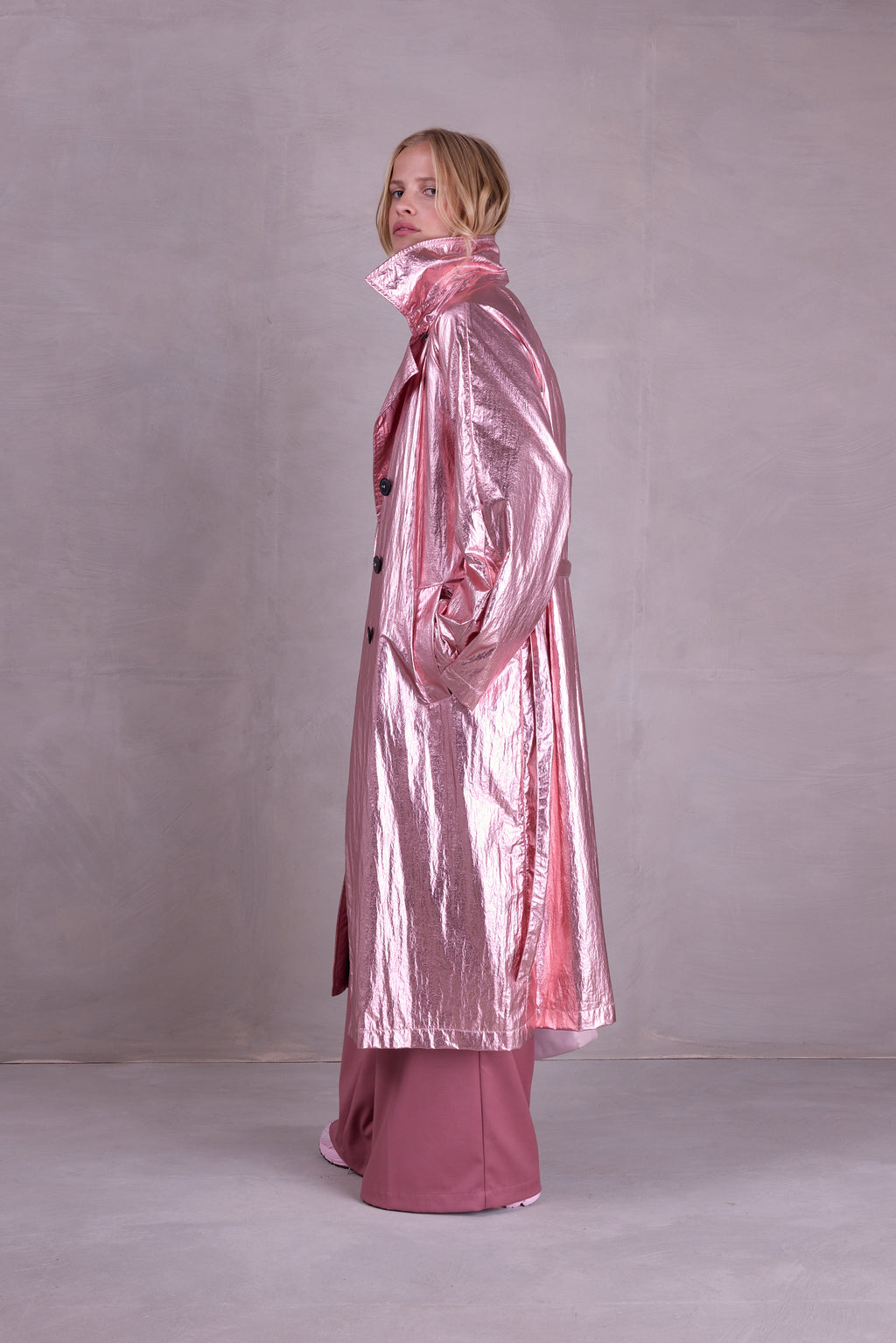 Ferdi pink trench coat