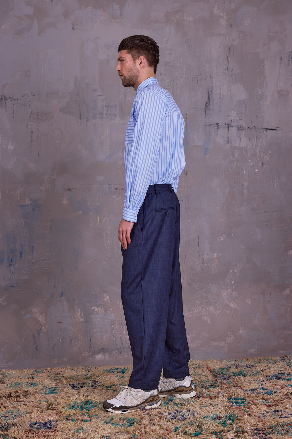 Godfried hemd in blue vintage cotton stripes
