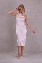 Emelia dress in blush satin stretch