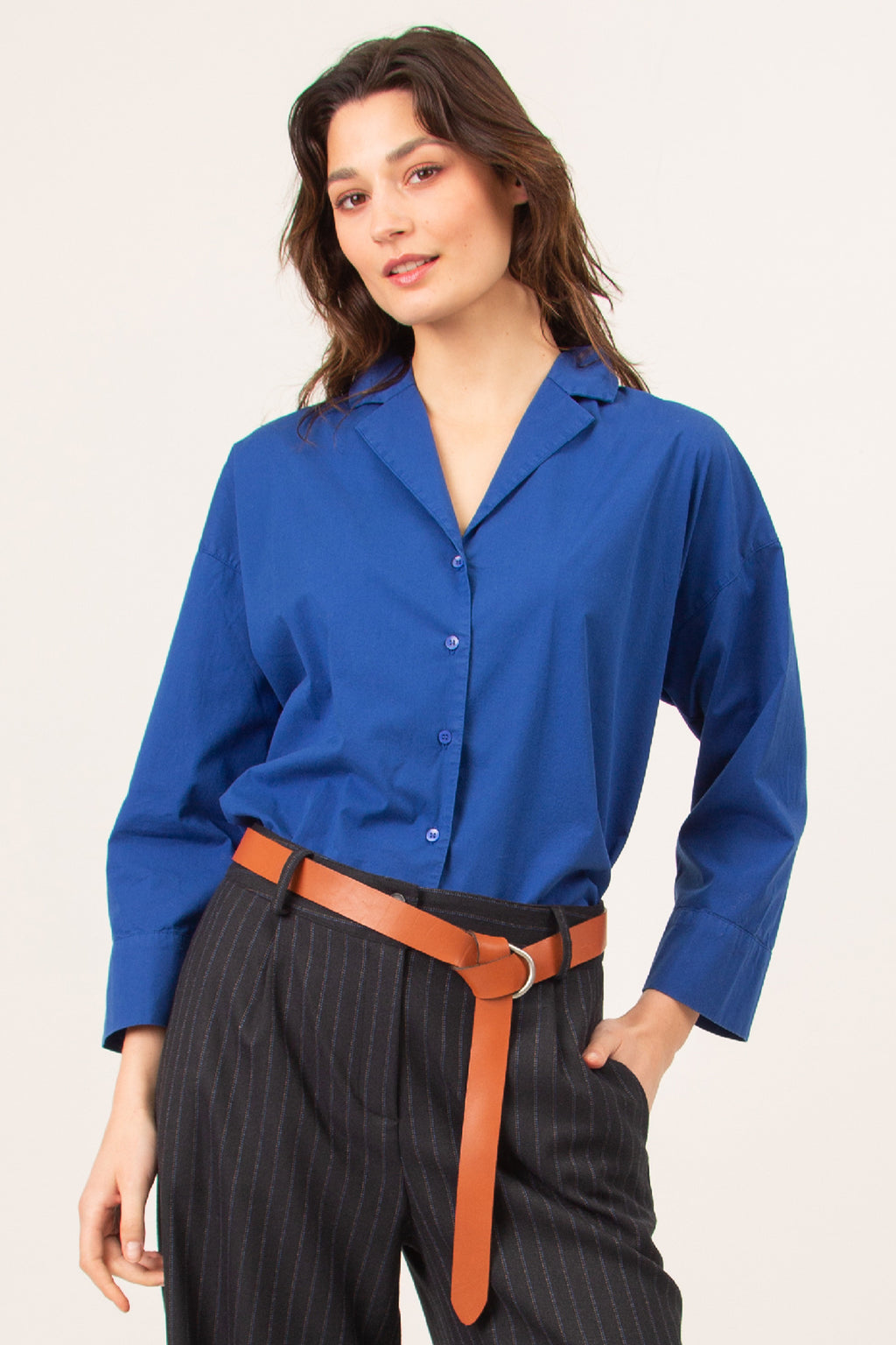 Leren D-ring riem in cognac