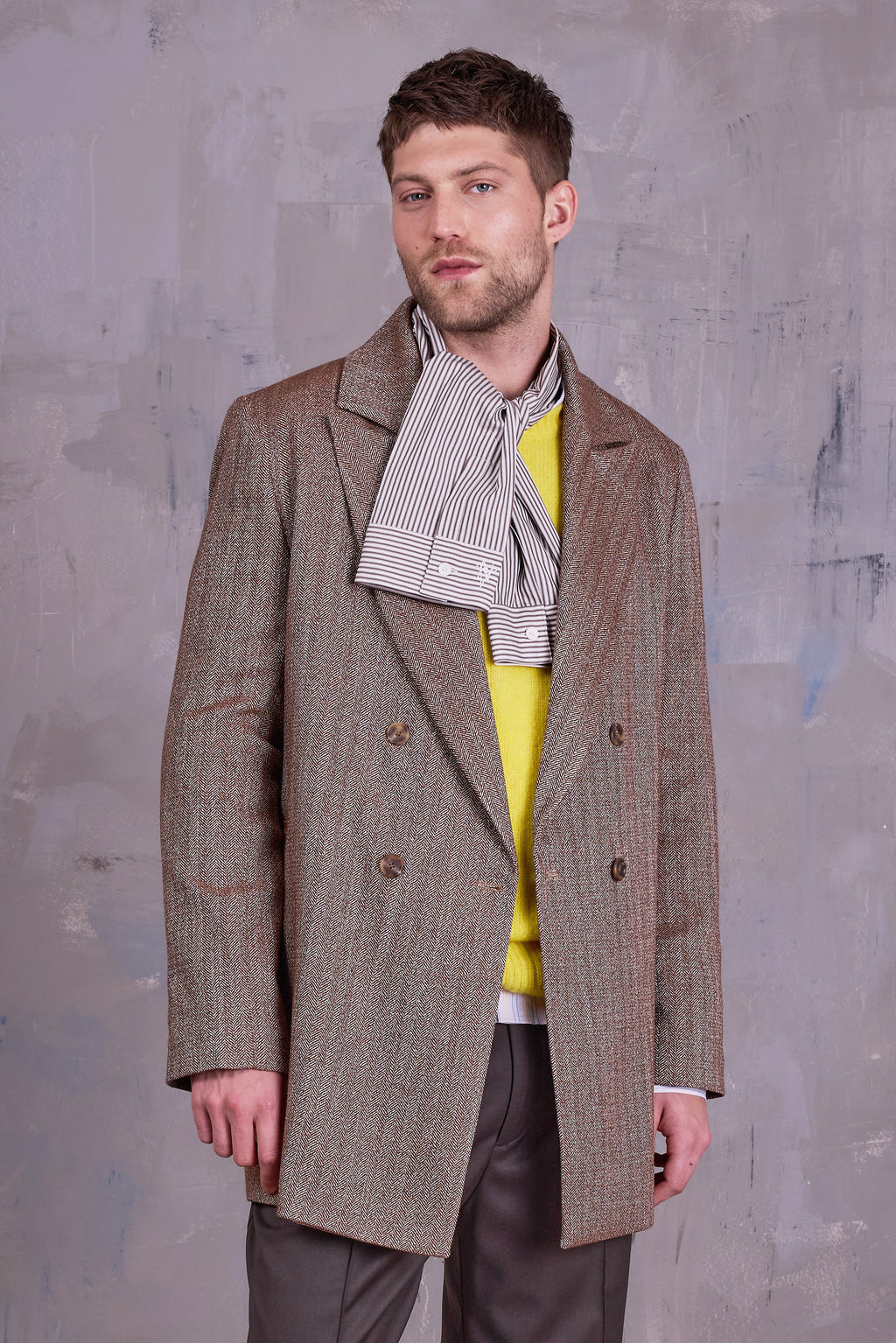 Ganna scarf in brown ecru vintage cotton stripes