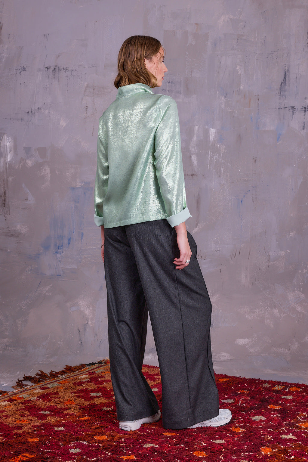 Cecile asymmetrical blouse in glossy mint