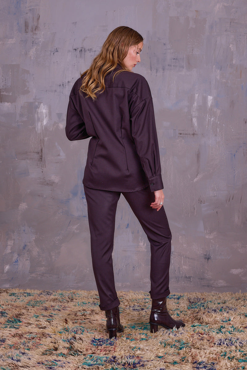 Gia asymmetrische blouse in after dark