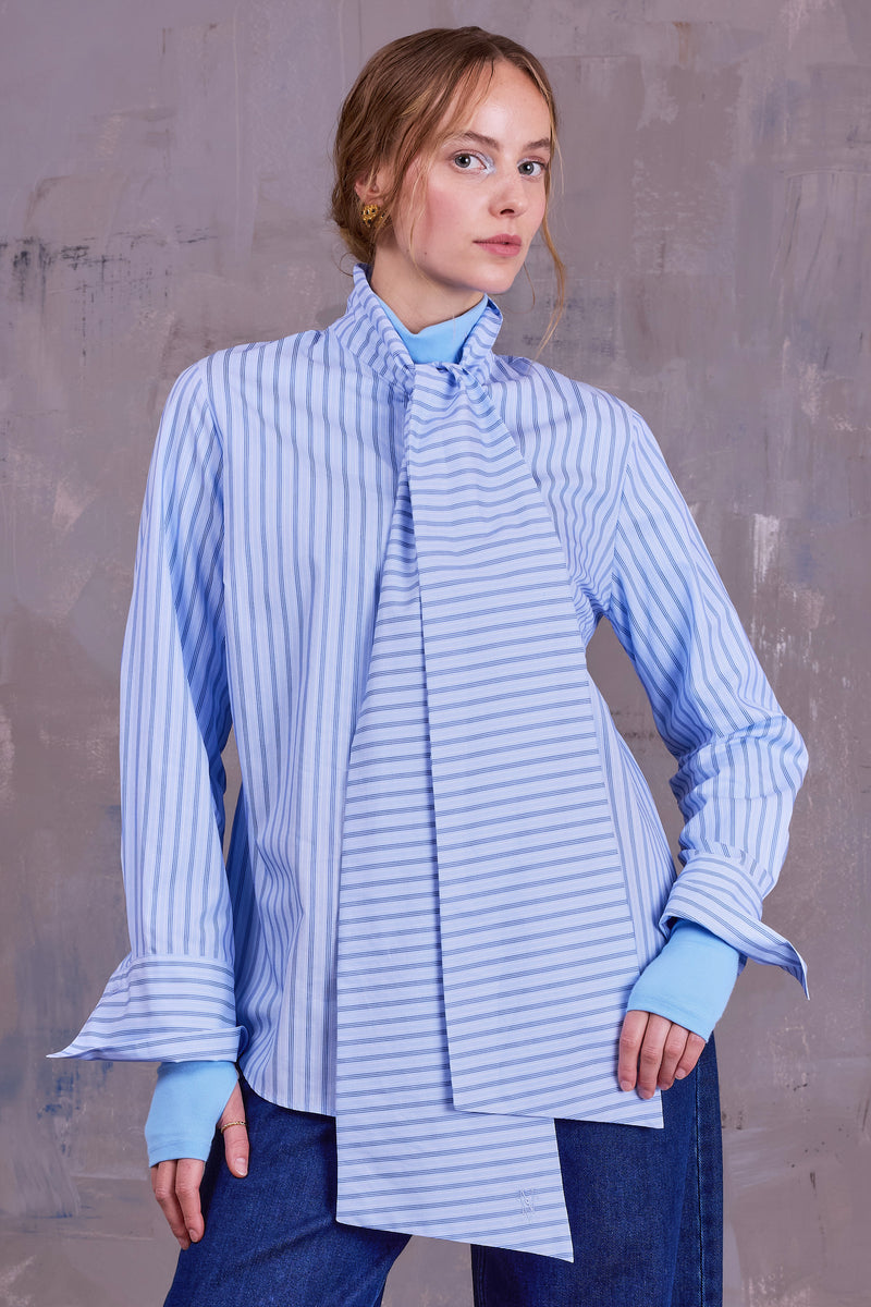 Gilou hemd in blue vintage cotton stripes