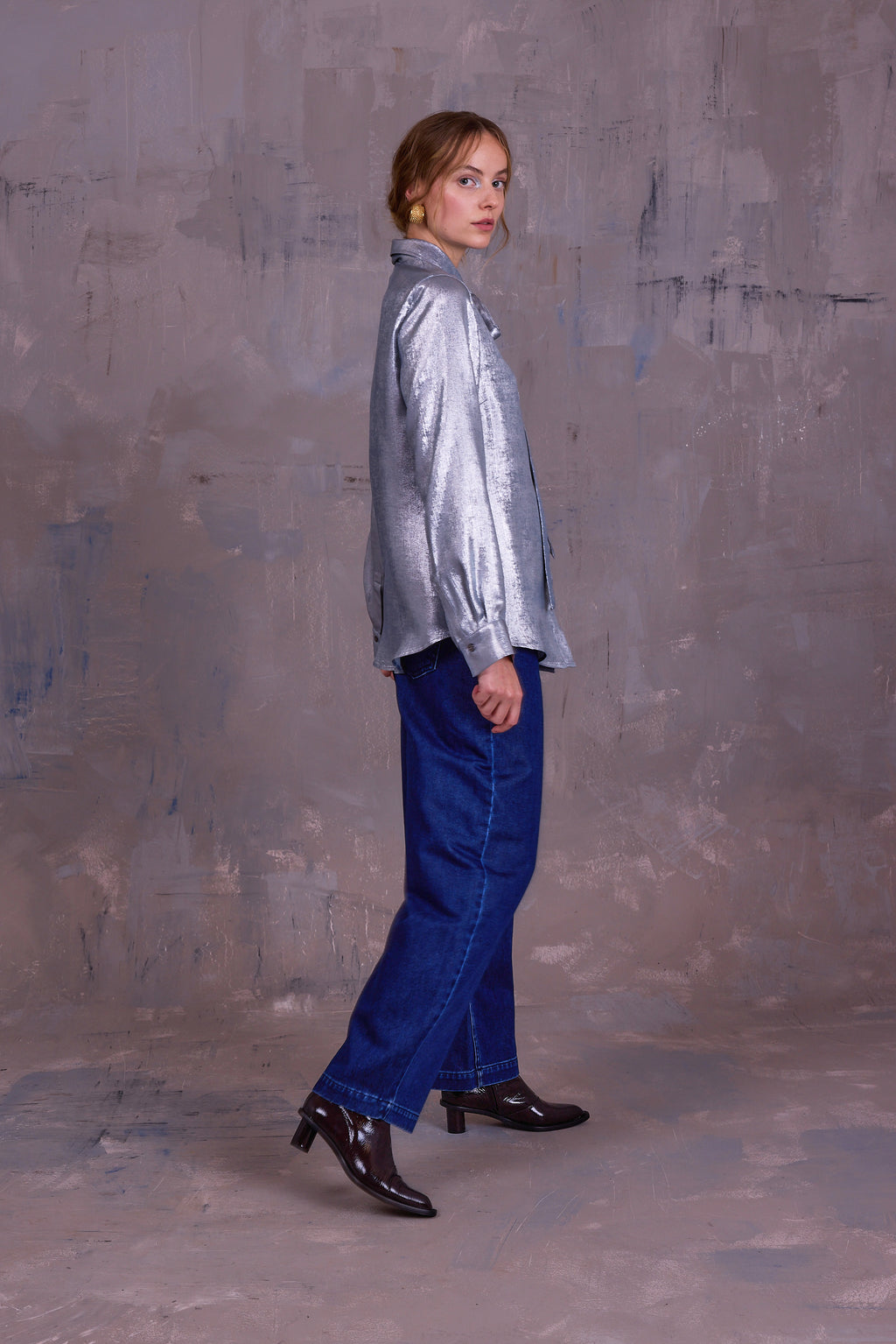 Godelieve hemd in shiny silver