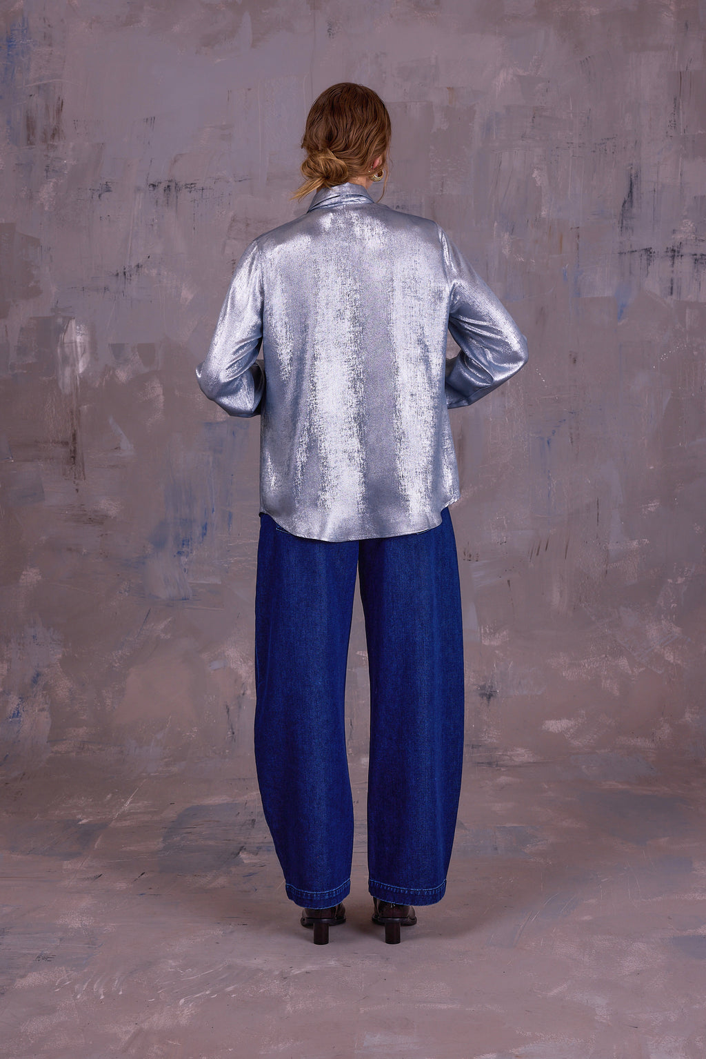Godelieve hemd in shiny silver