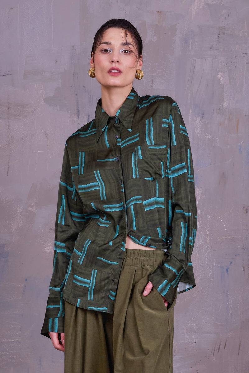 Filou hemd in forest green wovens