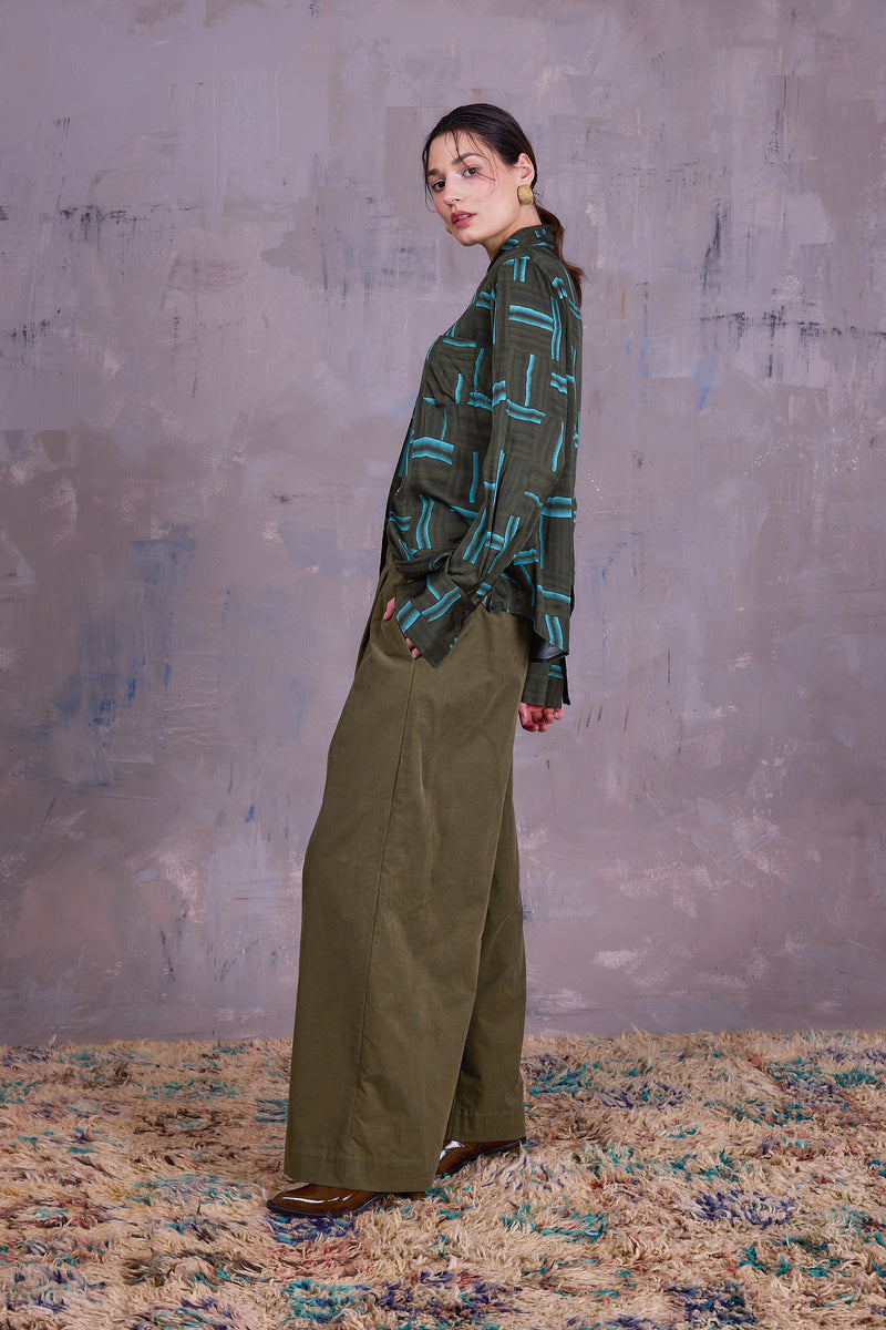 Filou hemd in forest green wovens