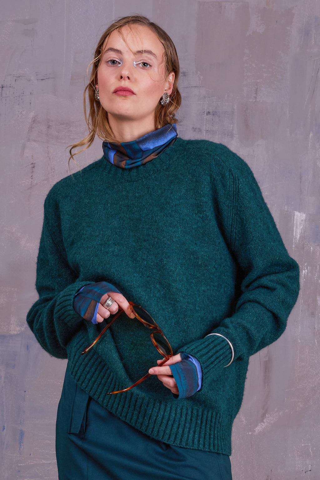 Gedson rolkraag in deepsea blue wovens
