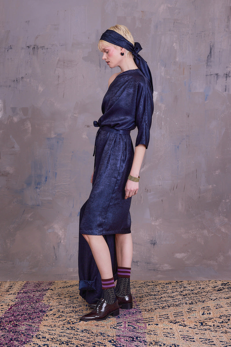 Esra jurk in shiny sapphire