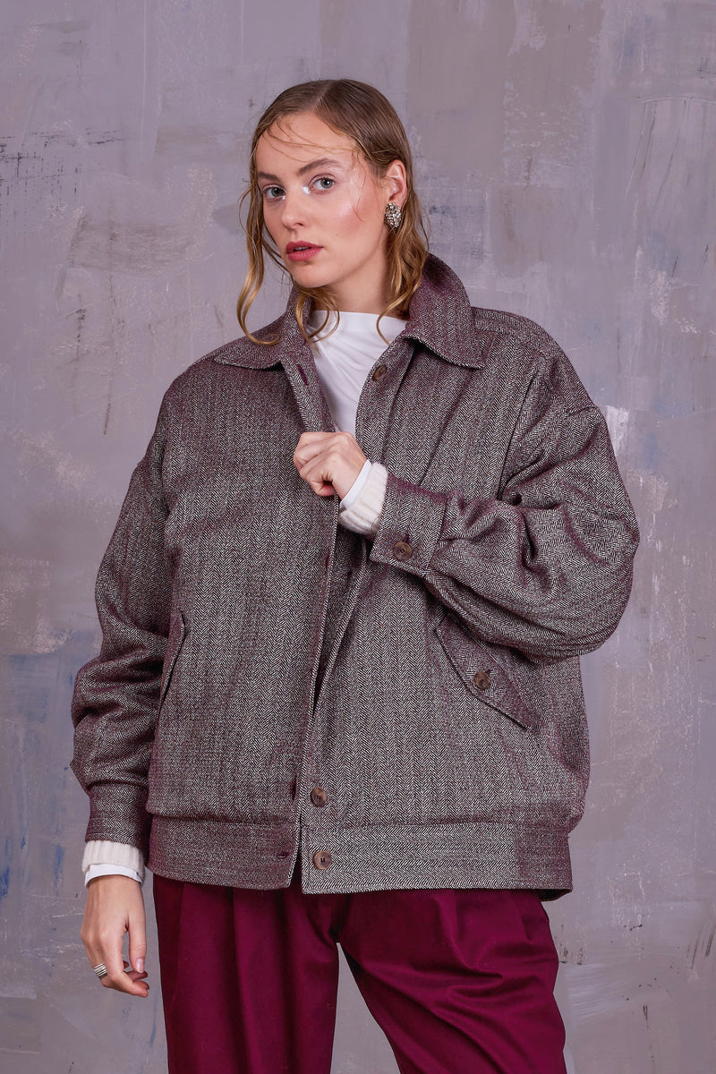 Gerrit jacket in merlot herringbone