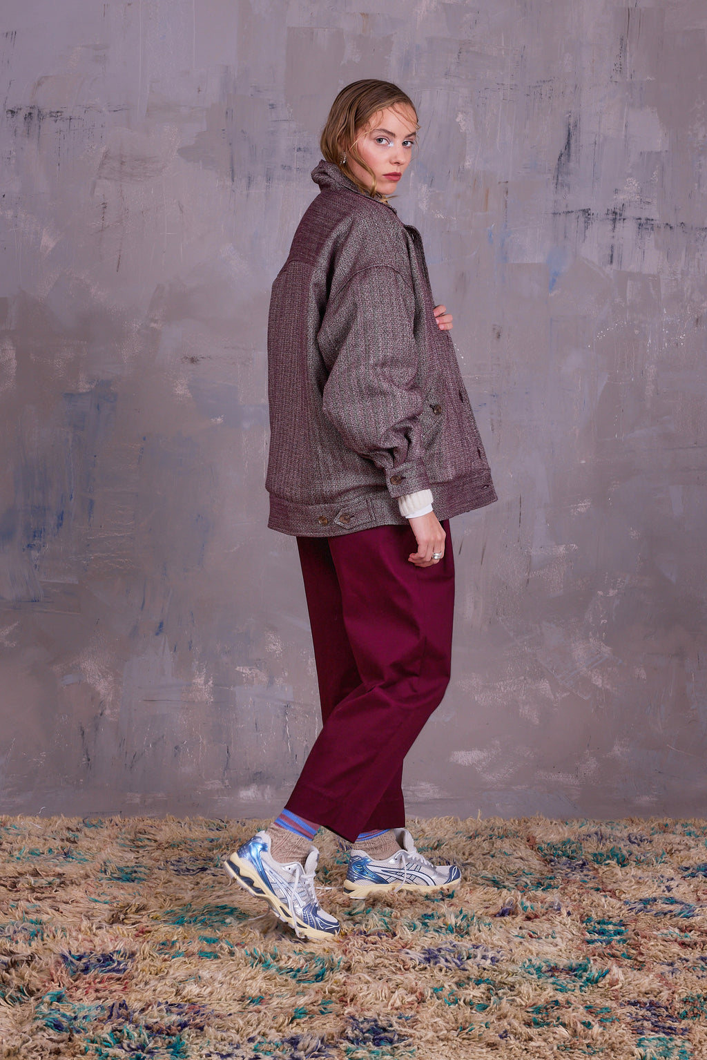 Gerrit jacket in merlot herringbone