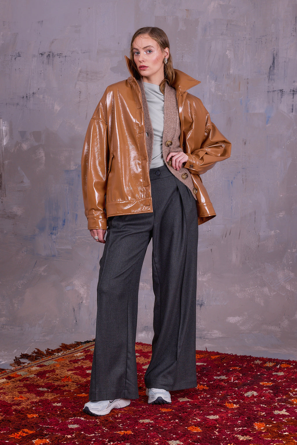Gerrit jasje in camel faux leather