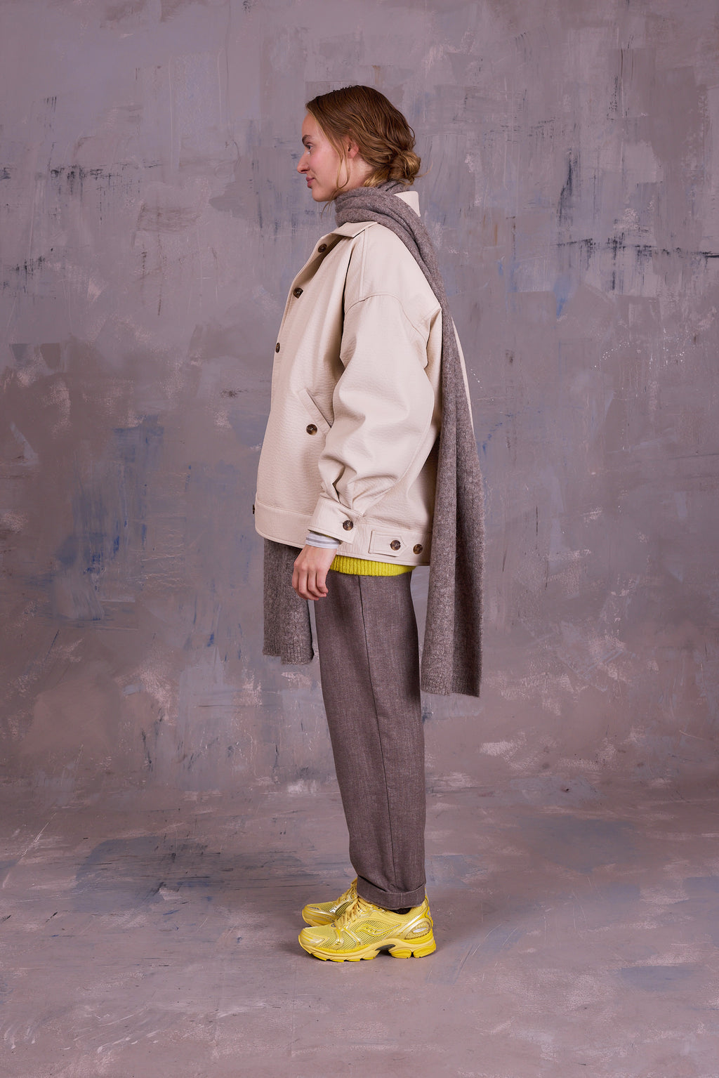 Gerrit jacket in cream faux leather