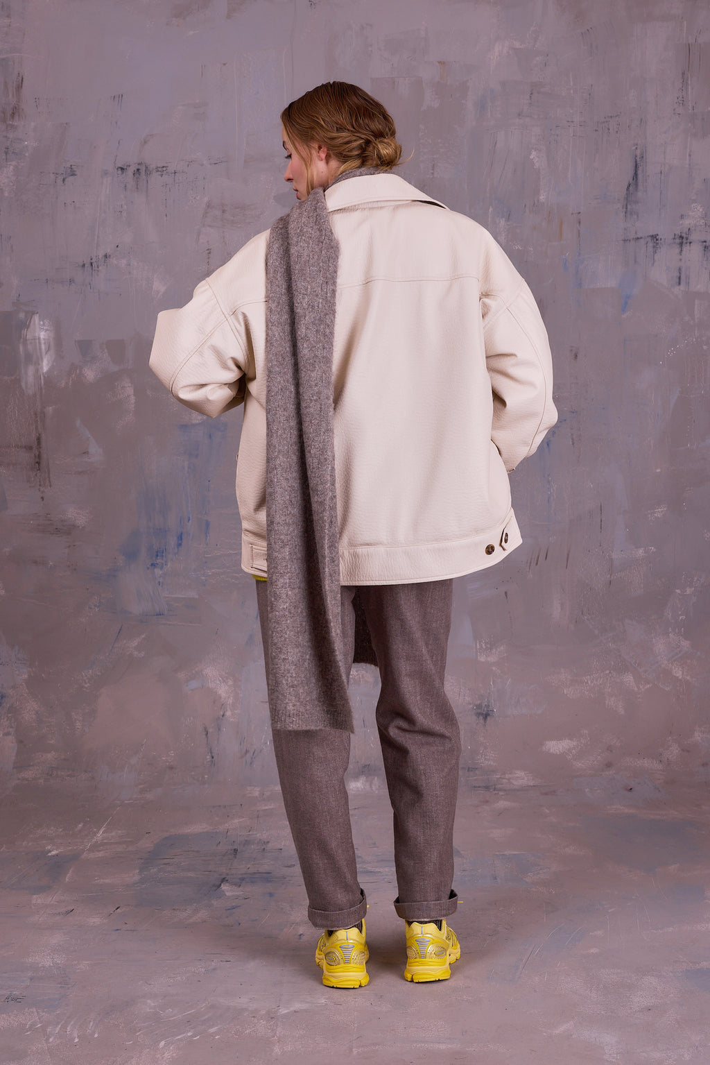 Gerrit jacket in cream faux leather
