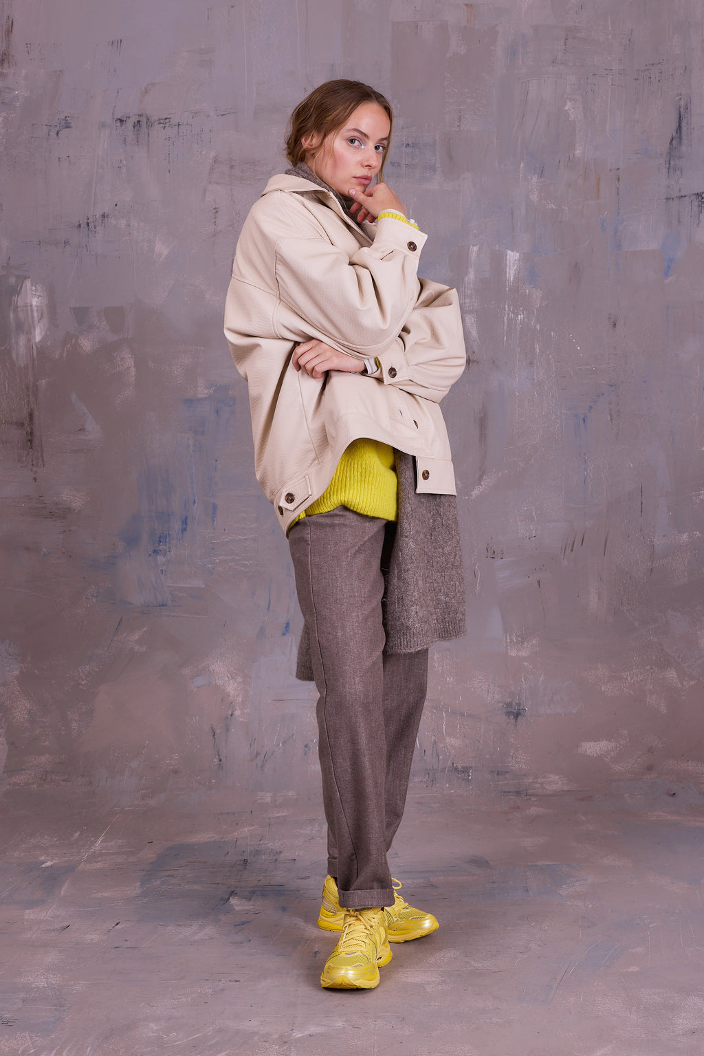 Gerrit jacket in cream faux leather