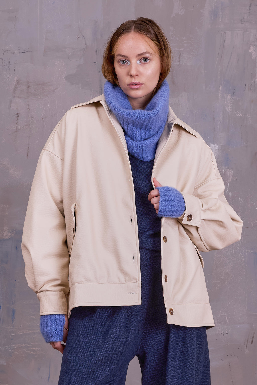 Gerrit jacket in cream faux leather