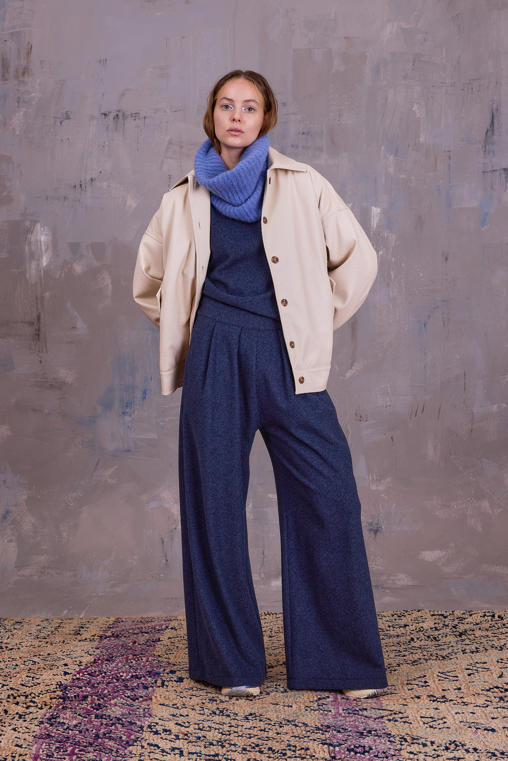 Gerrit jacket in cream faux leather