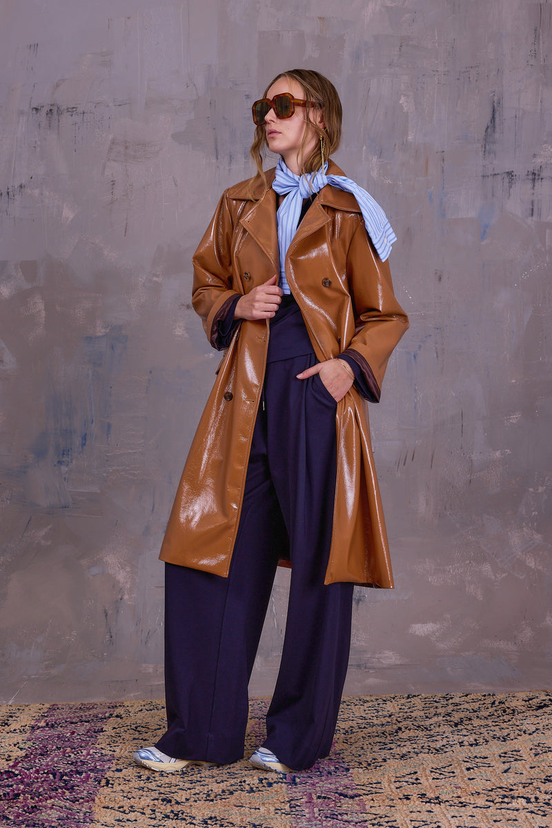 Gianni jas in camel faux leather