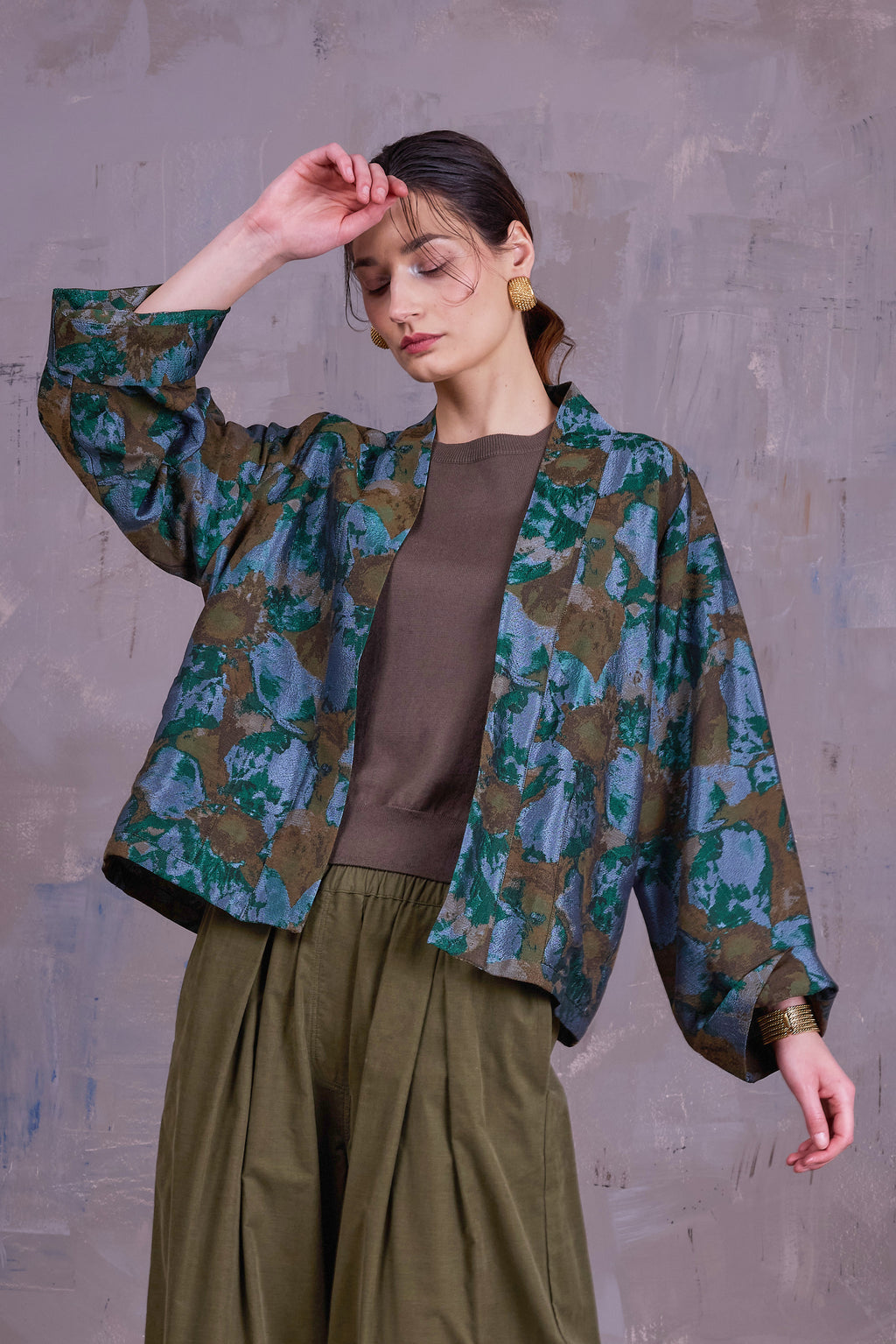 Flenn kimono in rivergreen jacquard