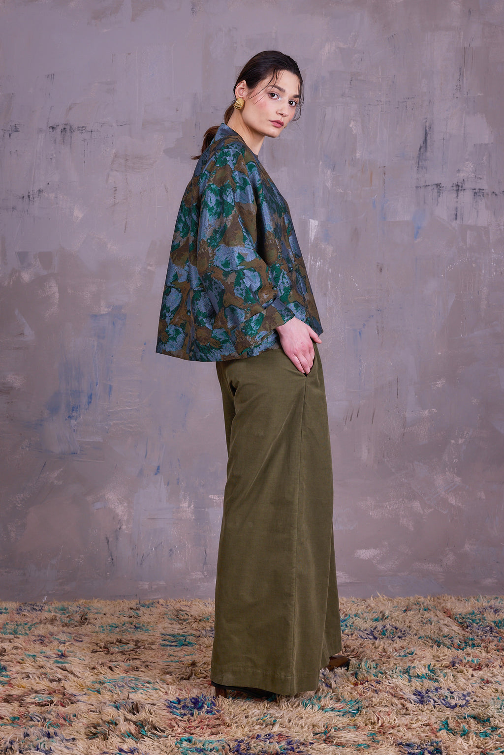 Flenn kimono in rivergreen jacquard