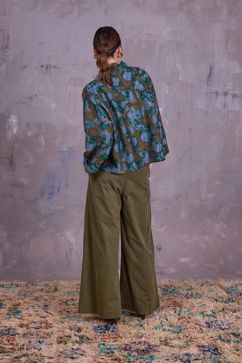 Flenn kimono in rivergreen jacquard