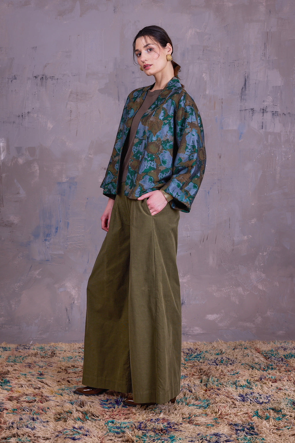 Flenn kimono in rivergreen jacquard