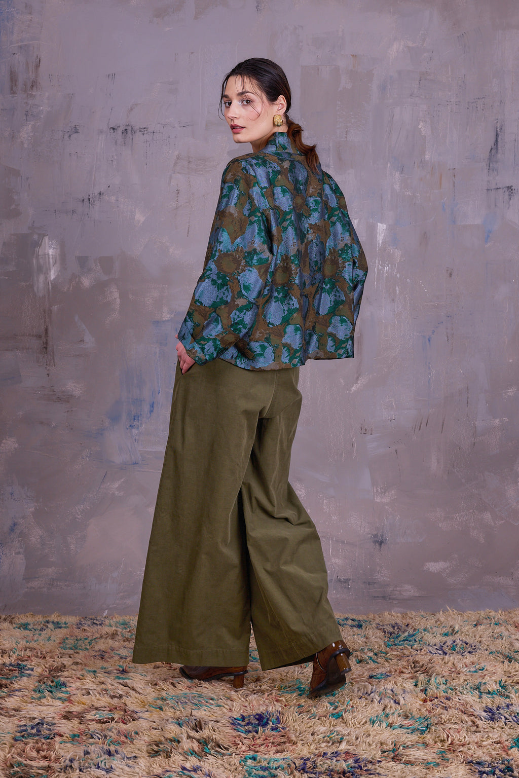 Flenn kimono in rivergreen jacquard