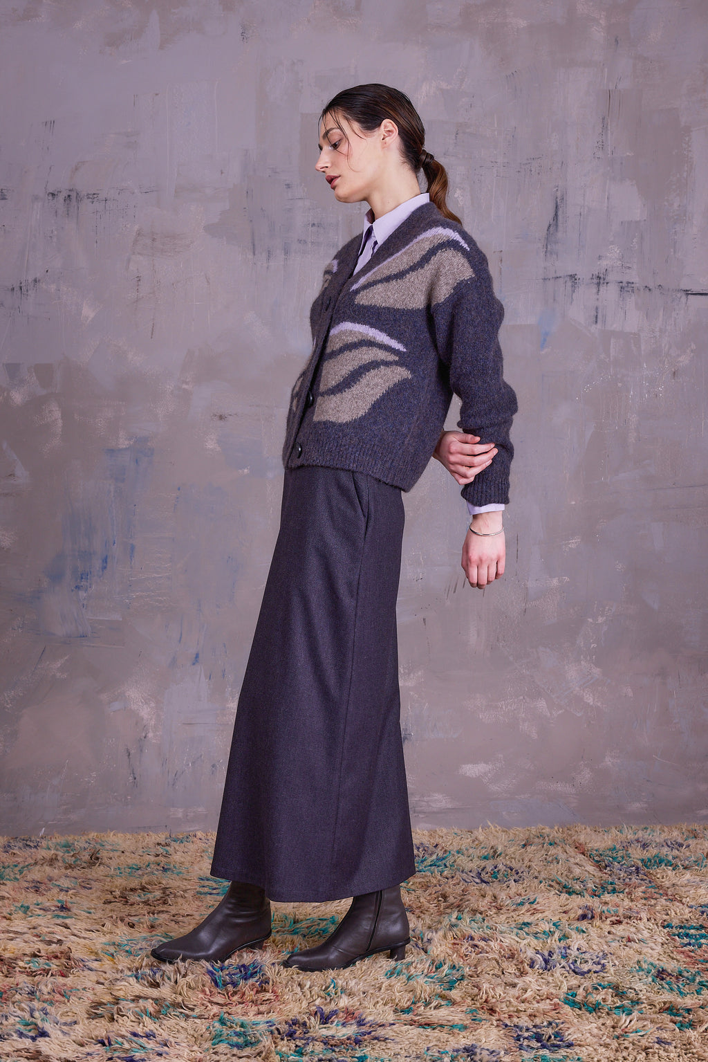 Gresa graphical cardigan in yak