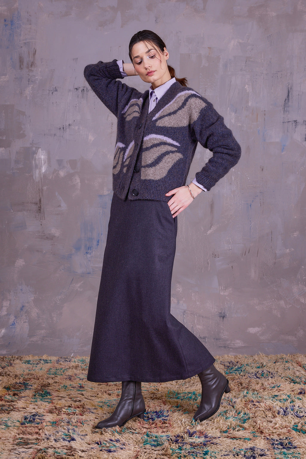 Gresa graphical cardigan in yak