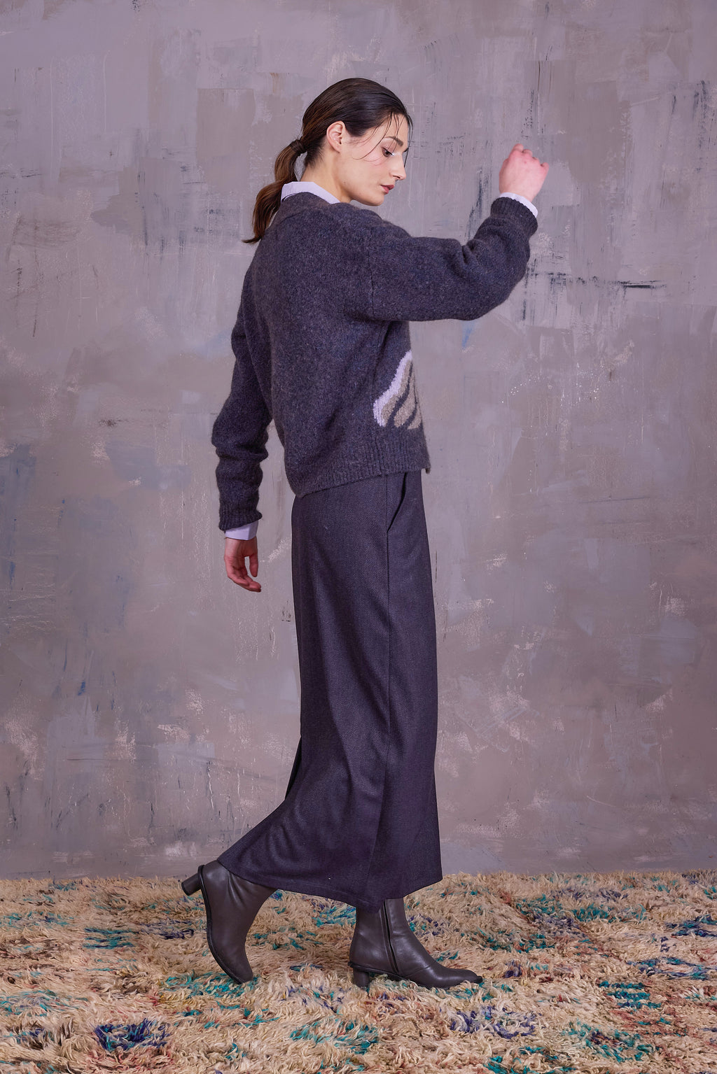 Gresa graphical cardigan in yak