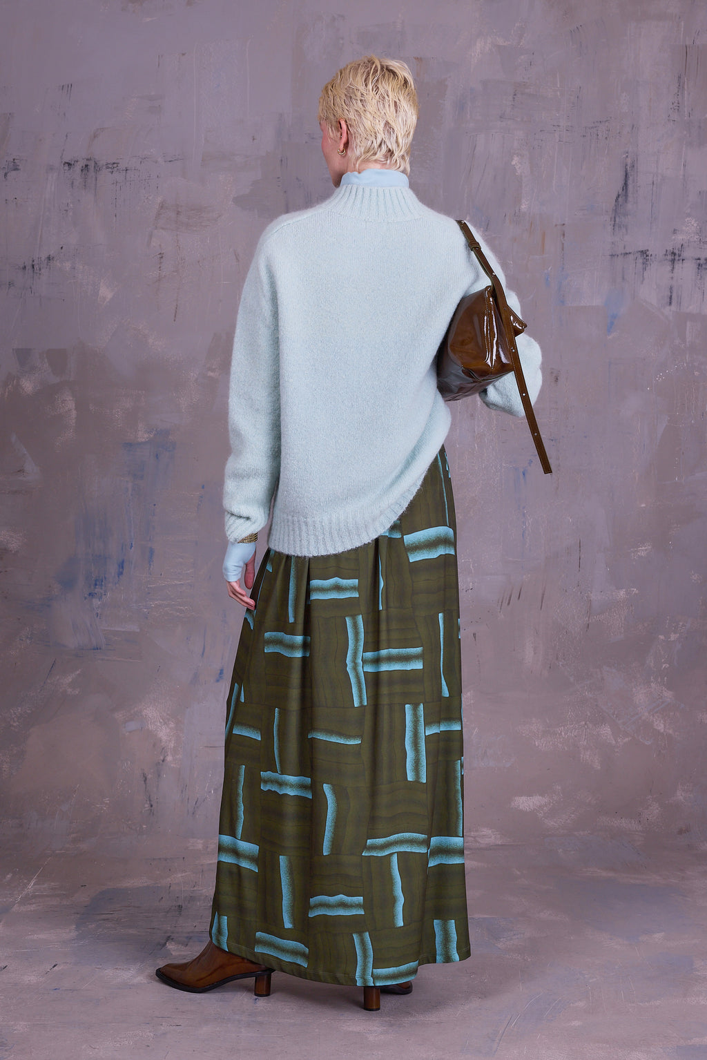 Glasgow knitted sweater in light aqua