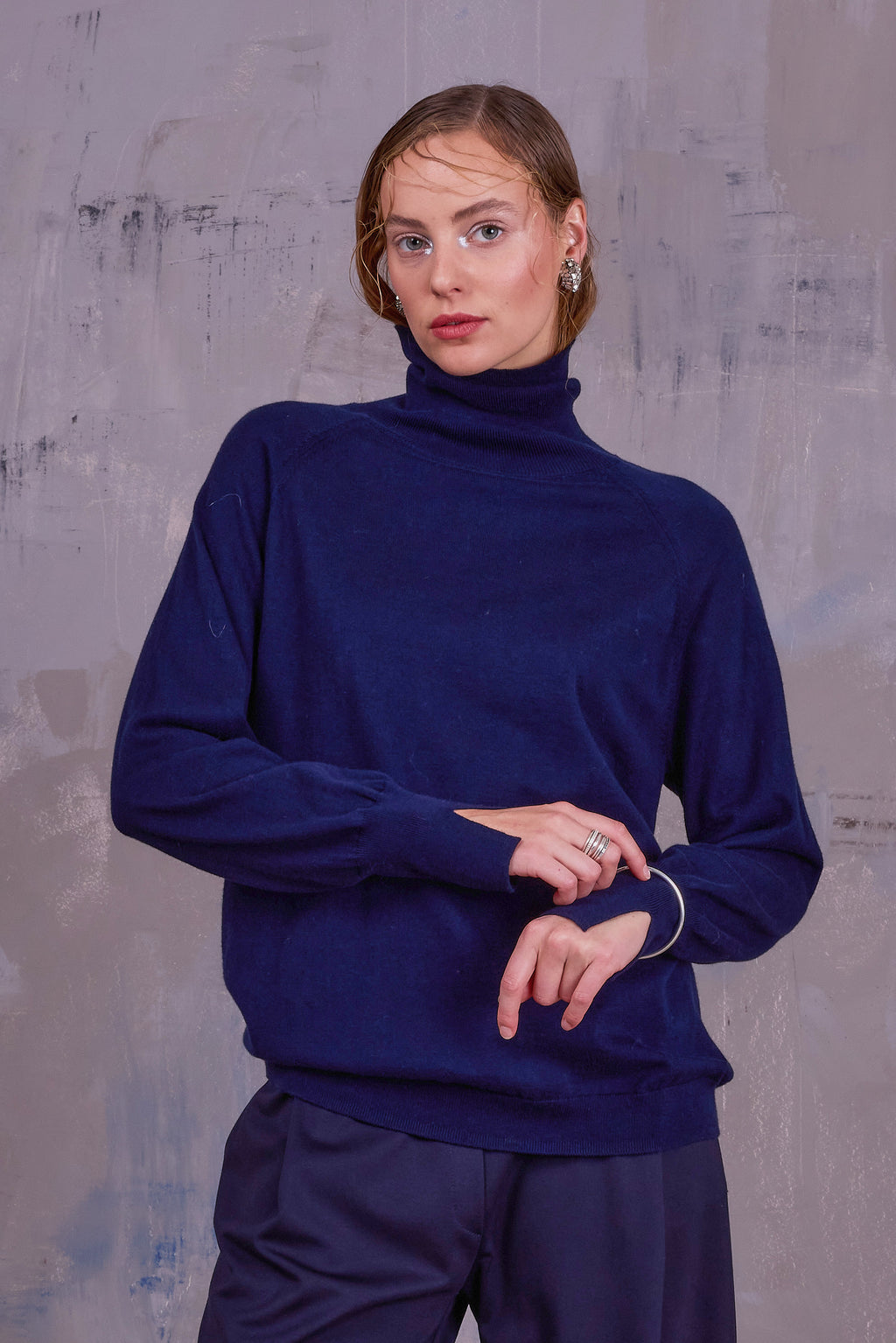 Gaetan rolkraagtrui in dark navy