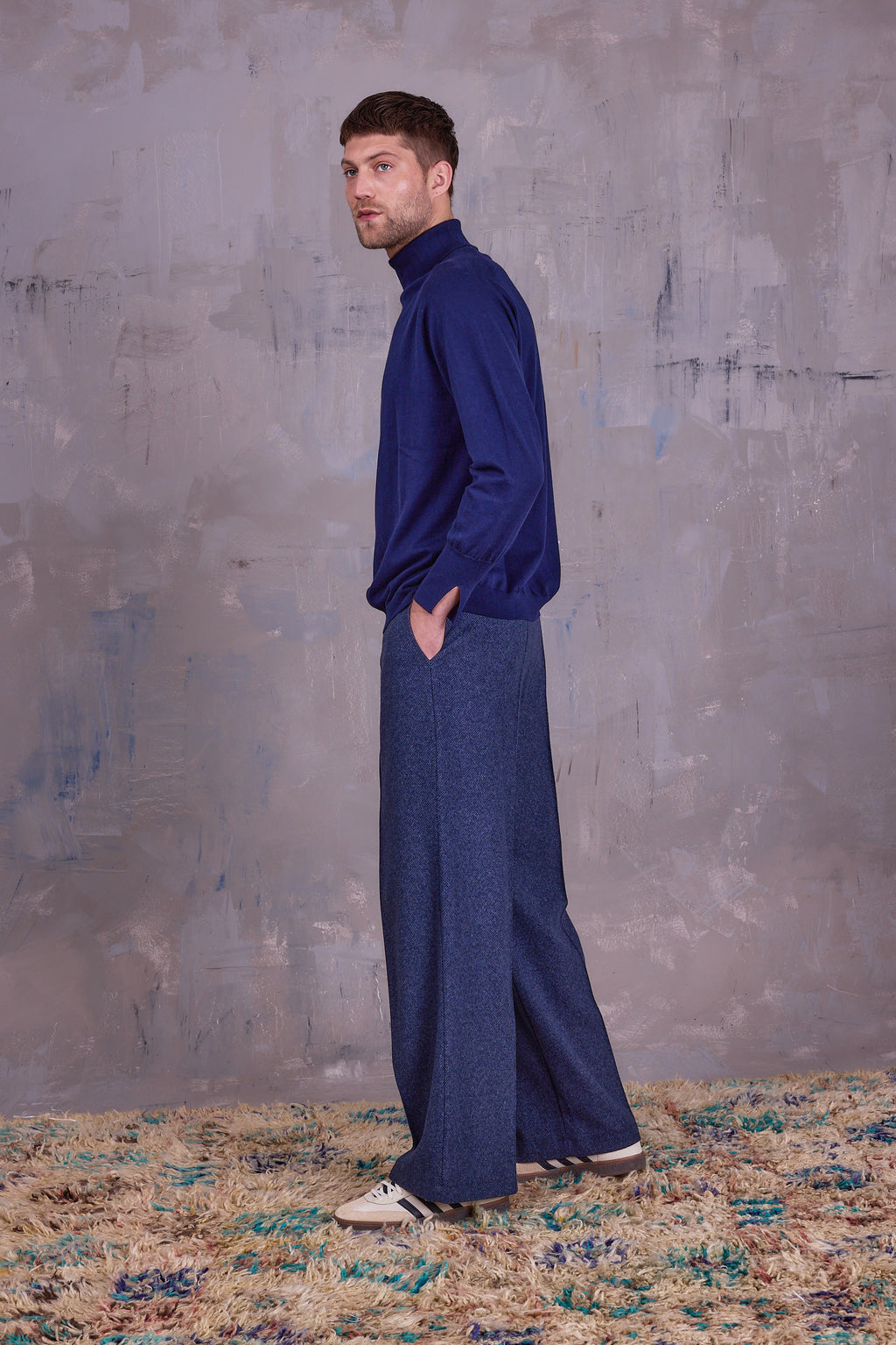 Gaetan rolkraagtrui in dark navy