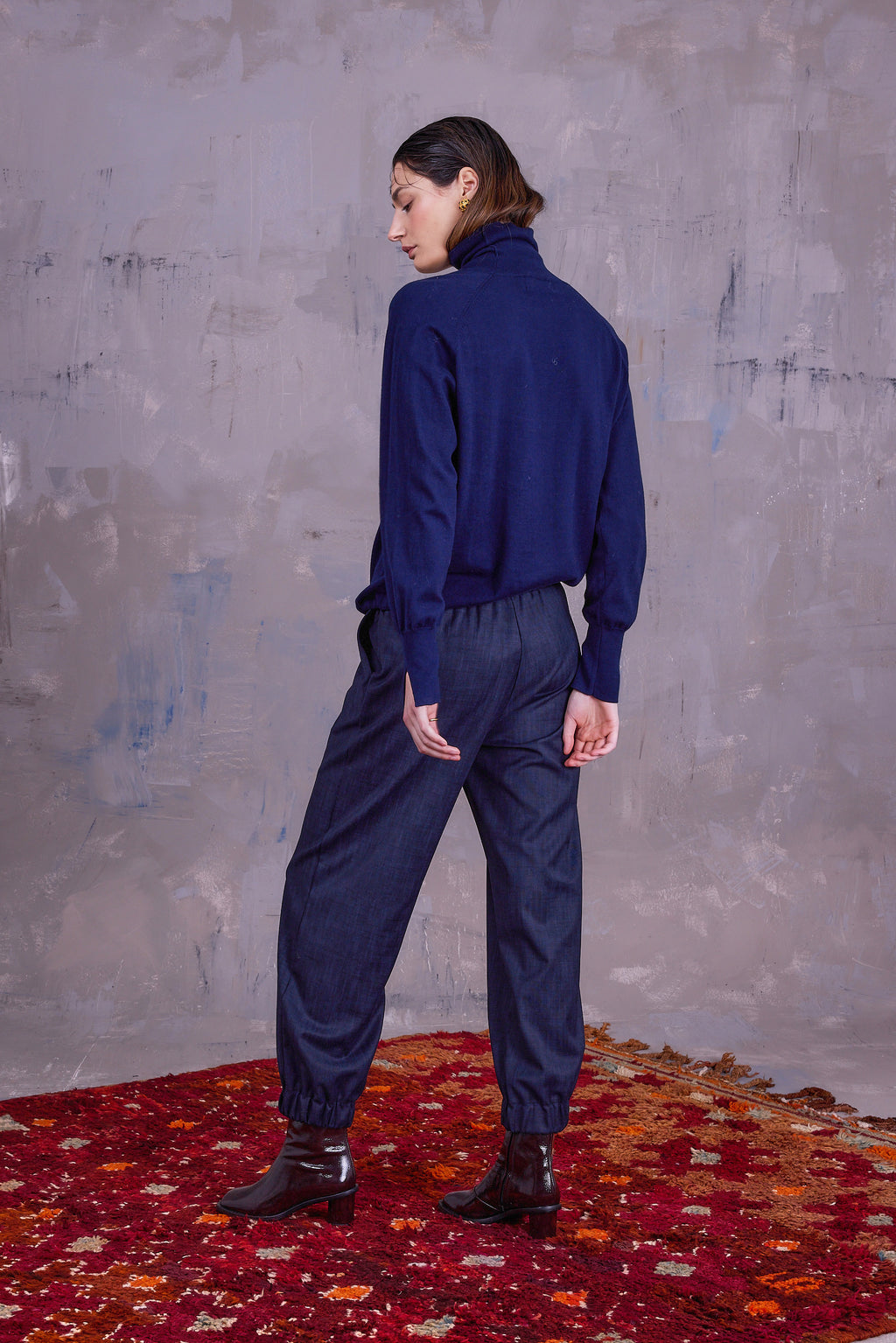 Gaetan rolkraagtrui in dark navy