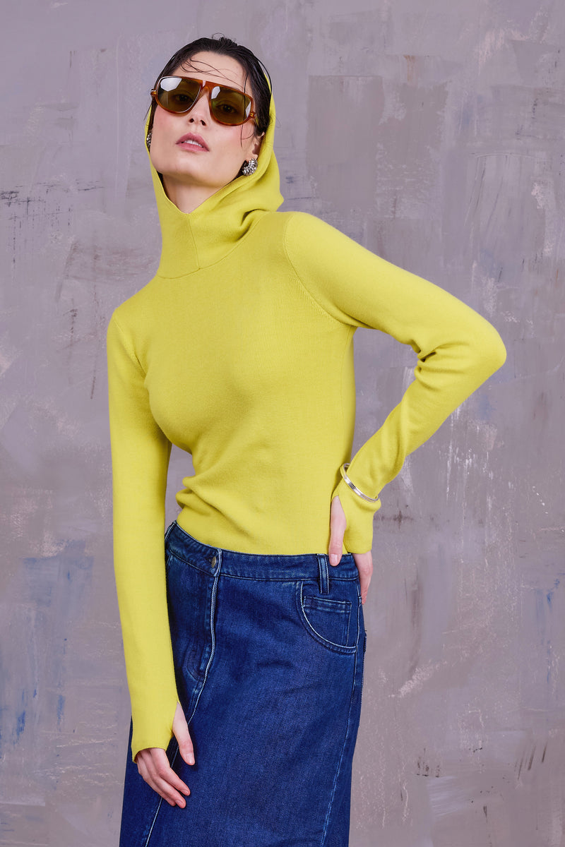 Gelano knitted hoodie in canary