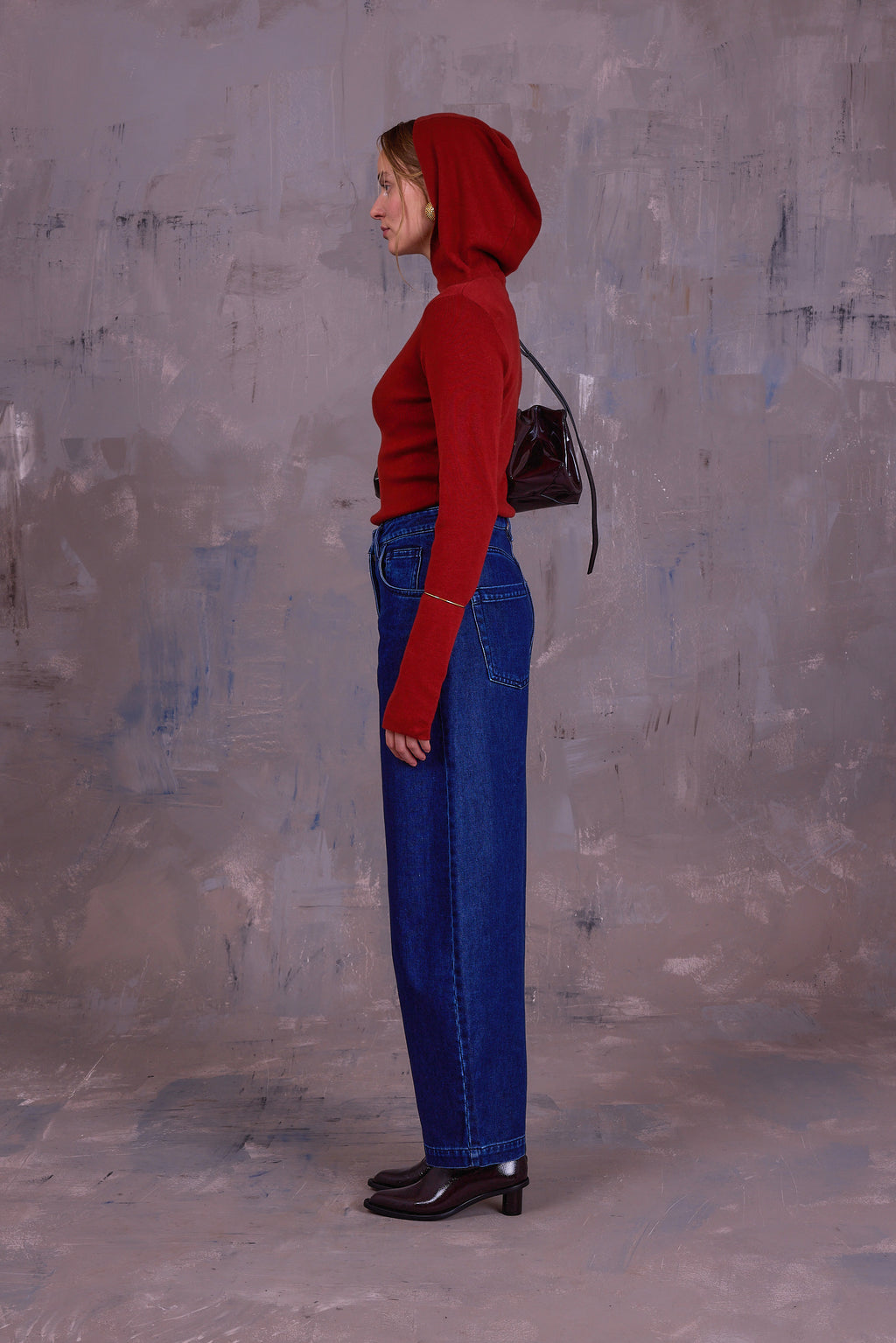 Gelano knitted hoodie in red clay