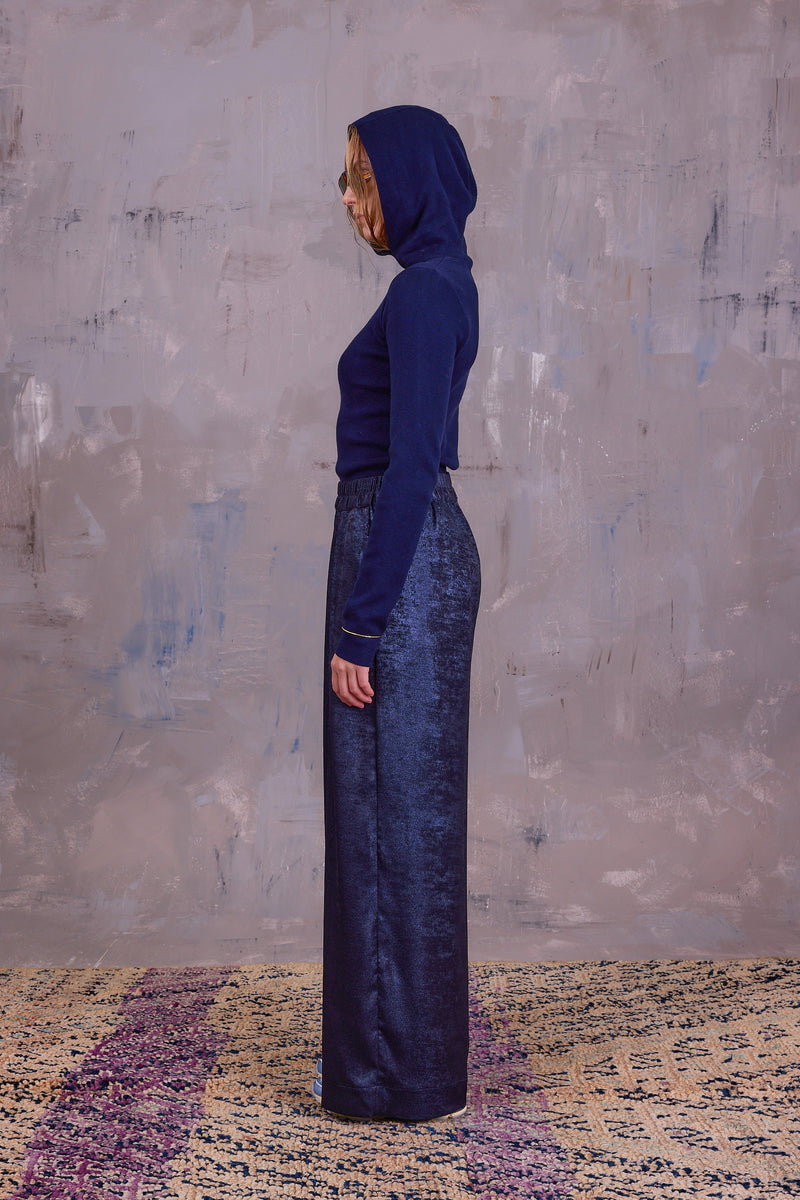 Gelano knitted hoodie in dark navy
