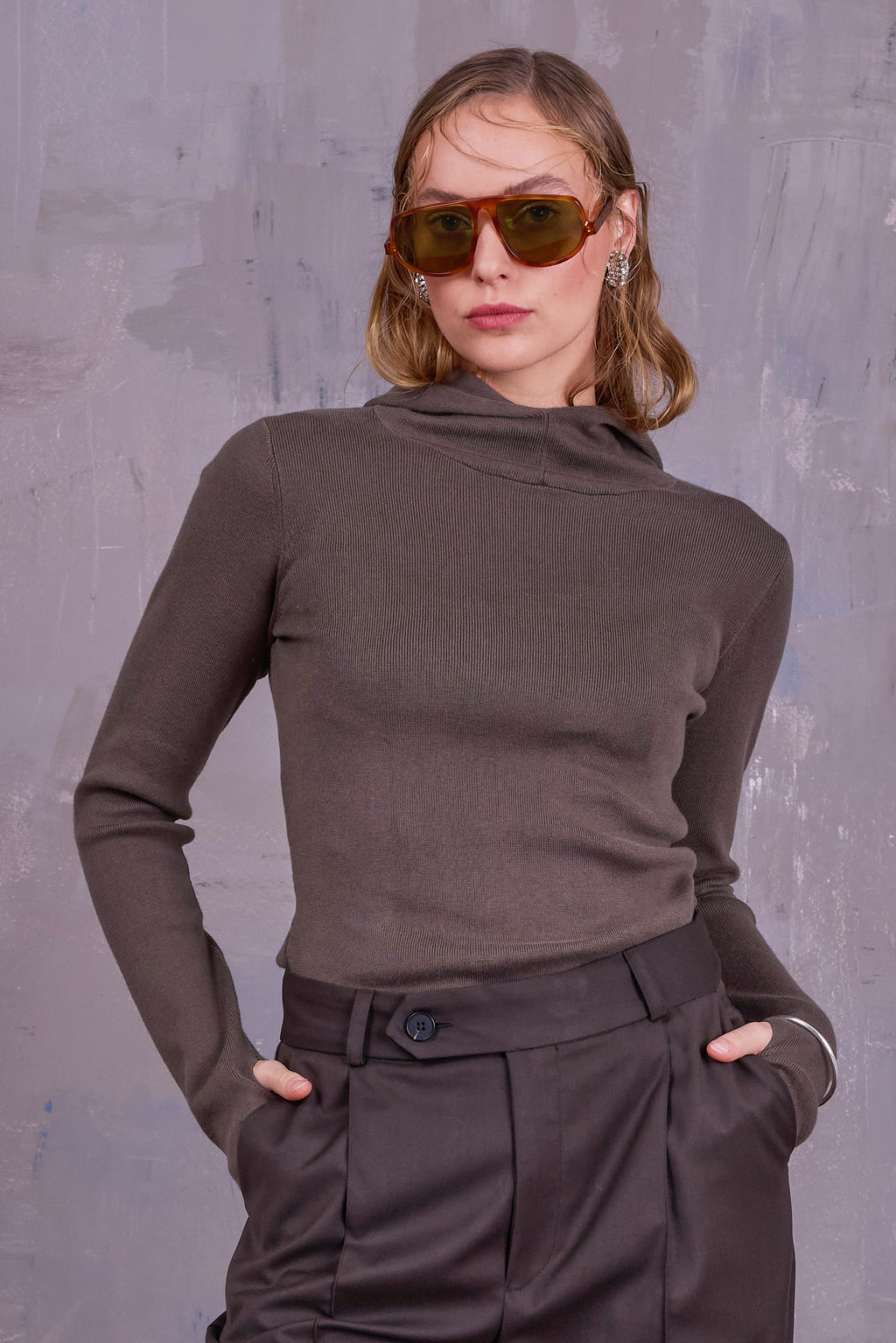 Gelano knitted hoodie in olive