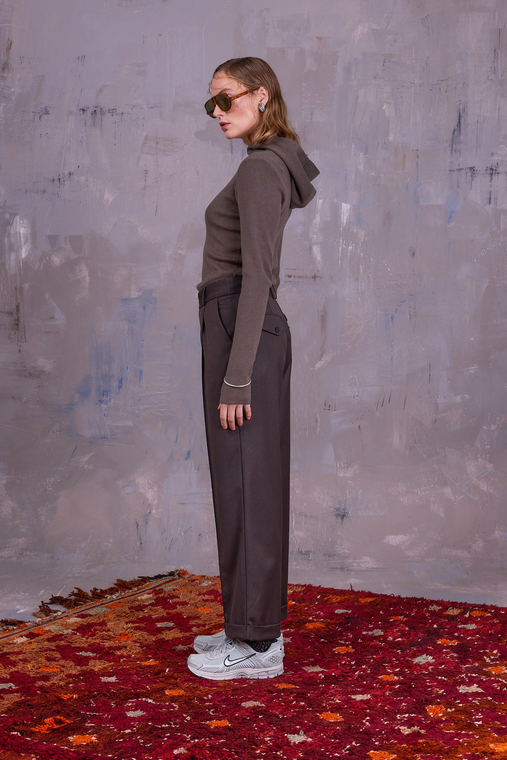 Gelano knitted hoodie in olive