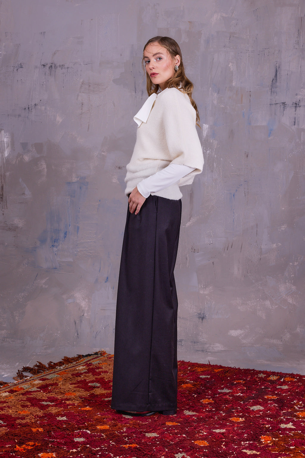 Abeno alpaca top in ecru