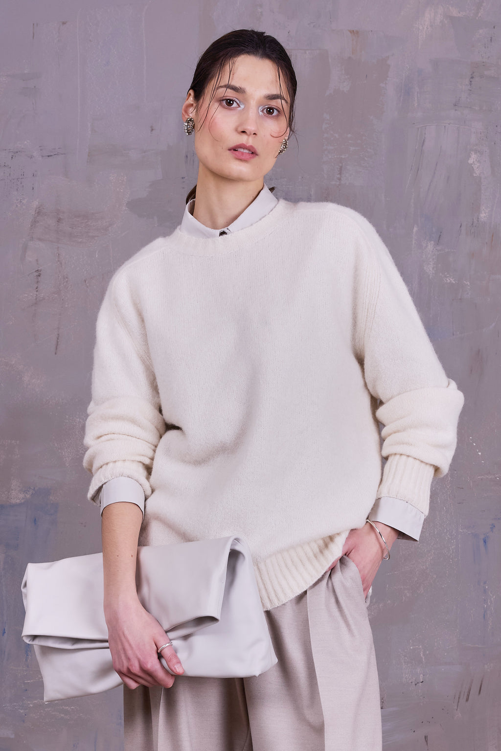 Geena knitted sweater in ecru