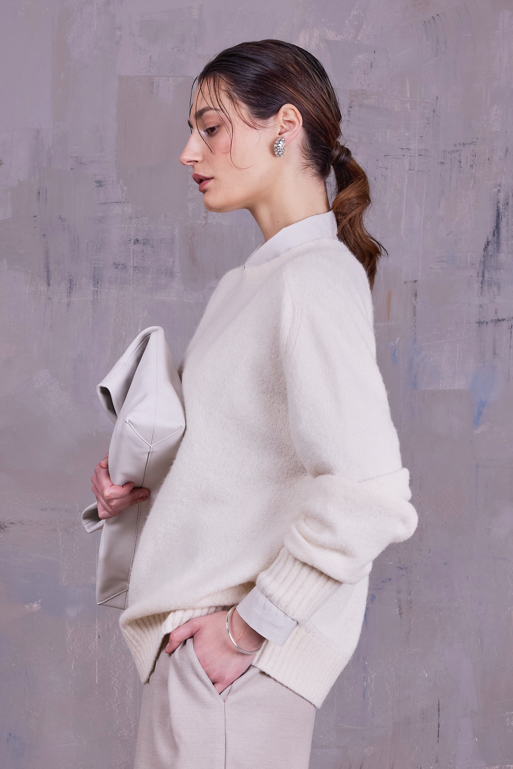 Geena knitted sweater in ecru