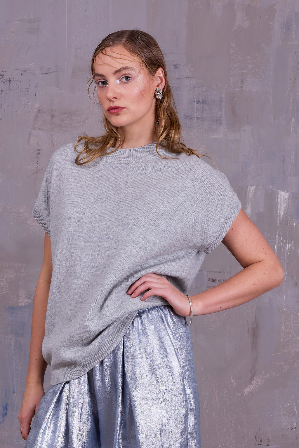 Geertje top in cloudy grey