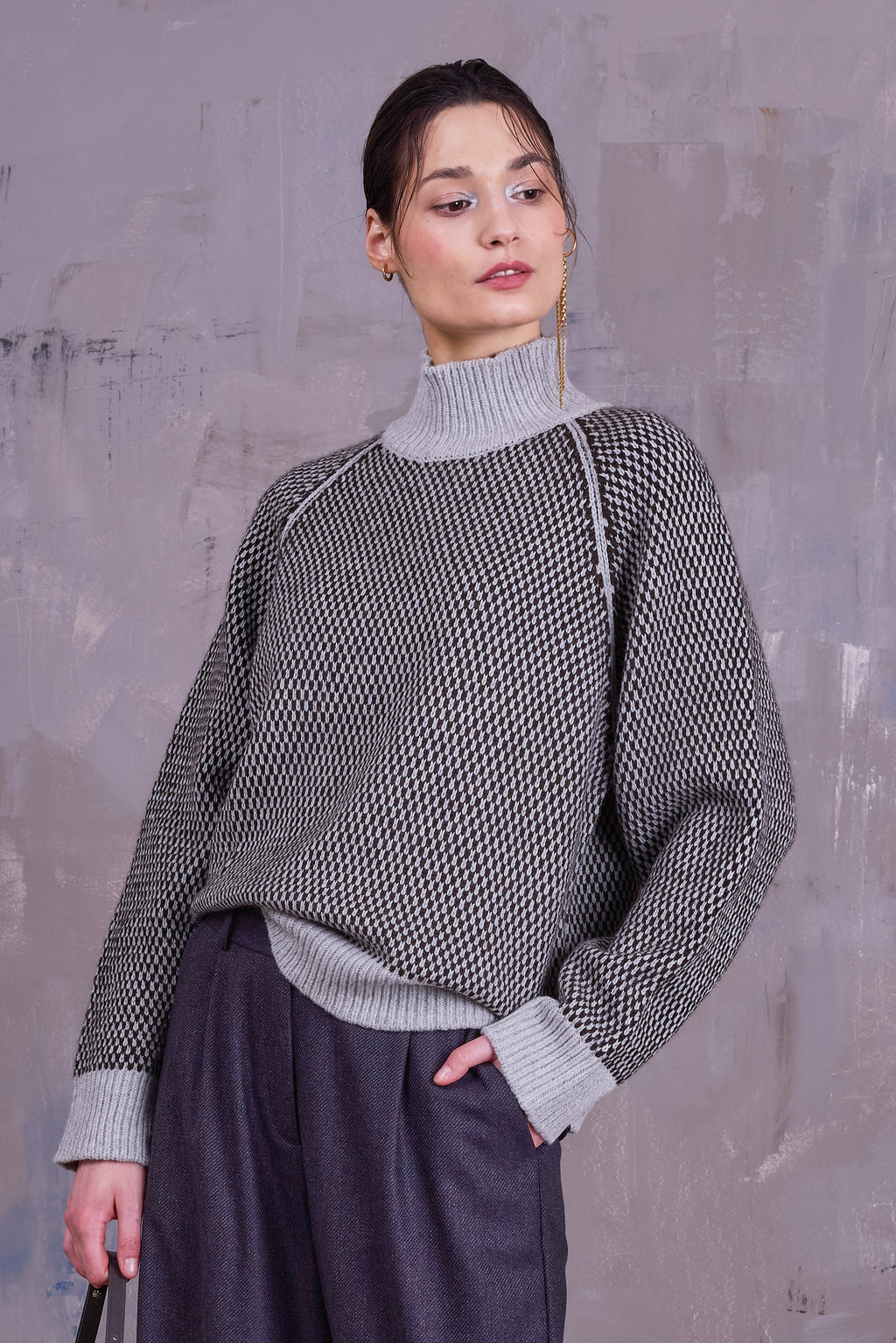 Genova sweater in graphite Yak wool