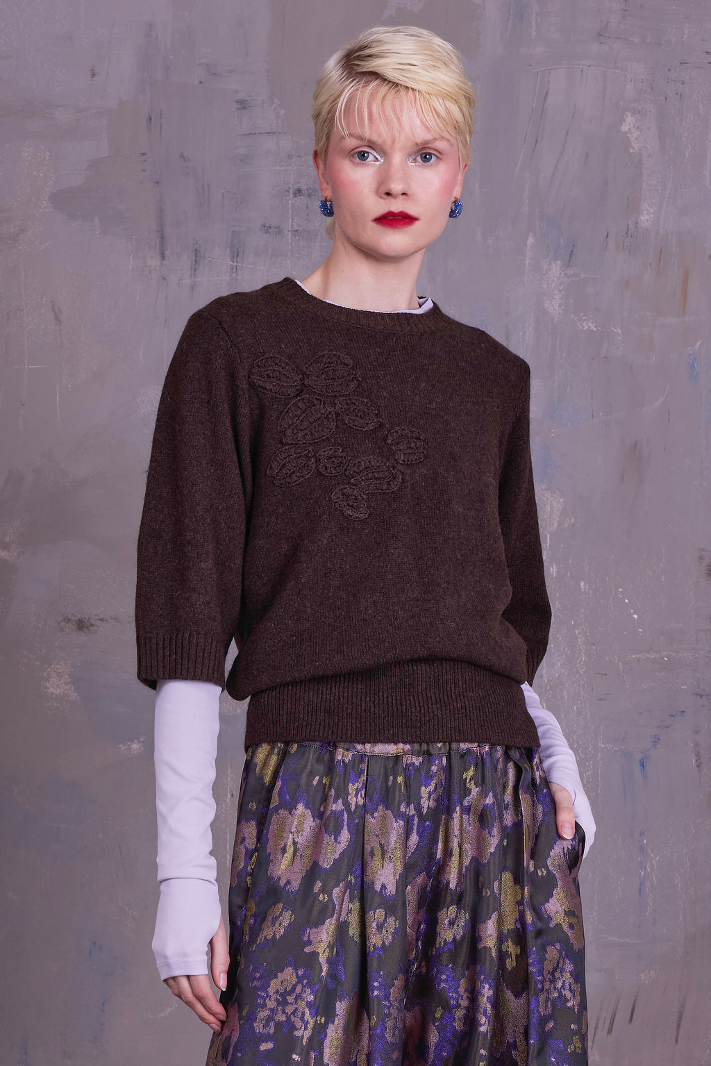 Giske knitted sweater in dark coffee